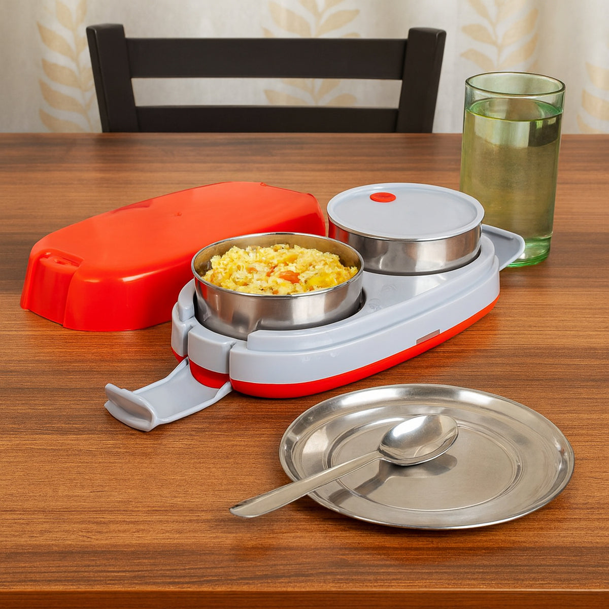 Orbit Electric Lunch Box With Dual Stainless Steel Containers Set
